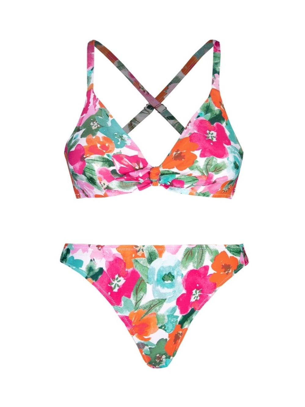 Cupshe Women's Two Piece Bikini Set Floral Print Knot Bunny Tie